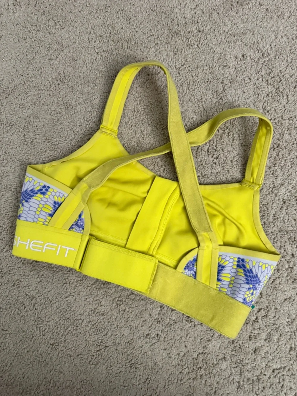 Shefit Yellow Front-Zip Sports Bra with Crossback Straps - Picture 2 of 3